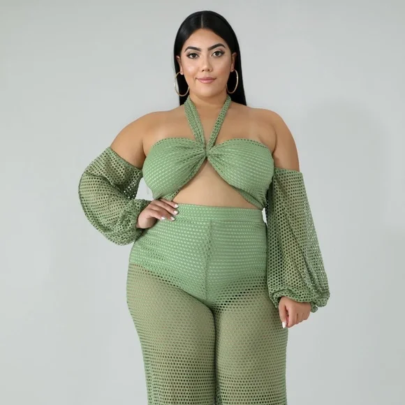 The Diva Green Palazzo Beach Set - Picture 2 of 4